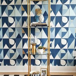 Vintage Glass & Gold Multi-Tier Display Shelf • 48" (4 Feet) •  Glass Étagère • Hollywood Regency