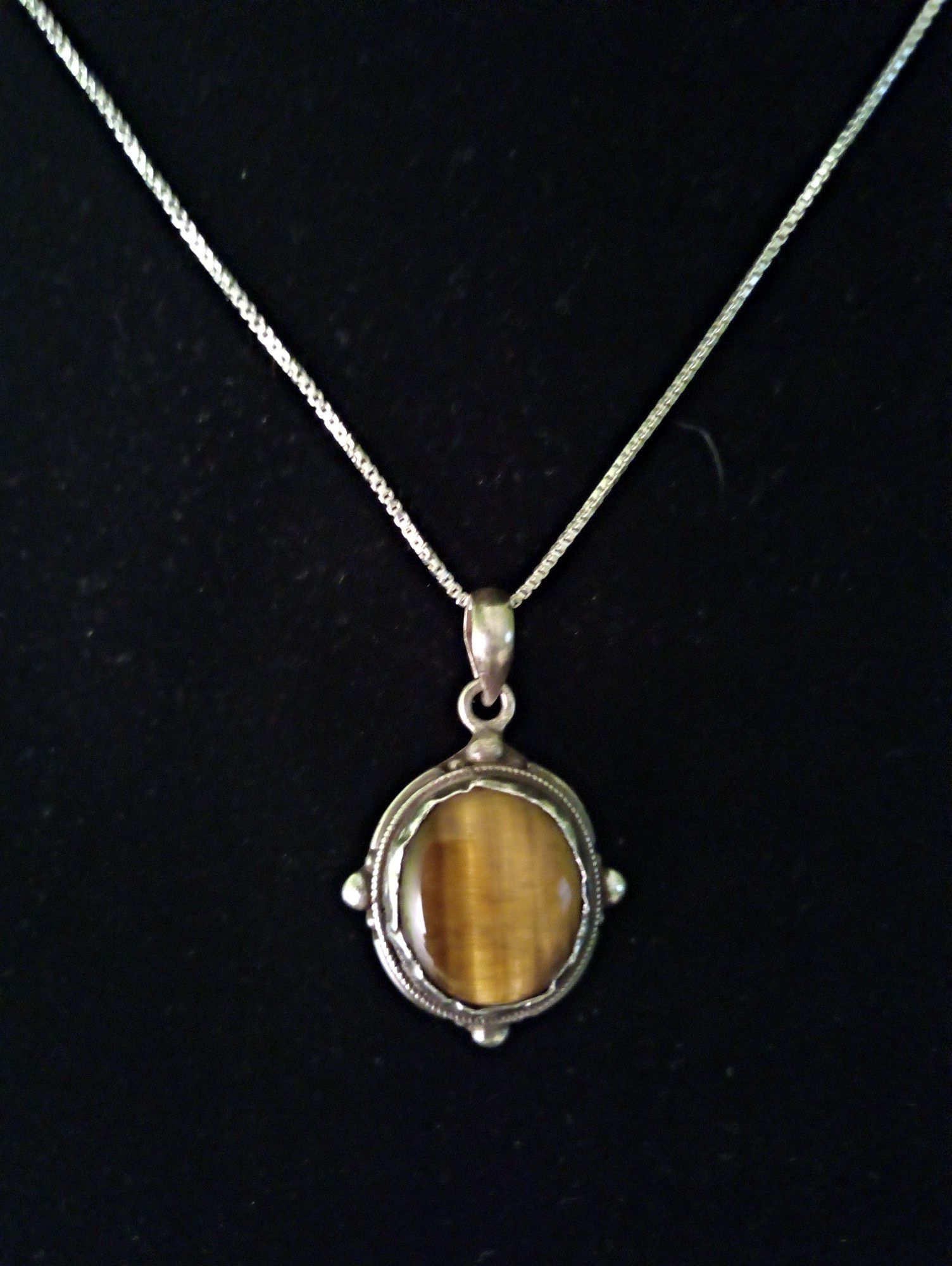 Sterling silver and tigers eye necklace