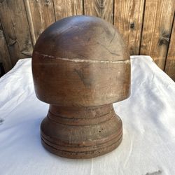 Vintage Wooden Hat Block Two Piece Marked 634