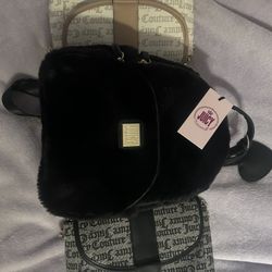 Juicy Couture Set, 1 Black Furry Backpack, 2 Purses