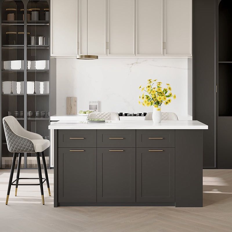 68in kichen island Common Luxury Modern Kitchen Cabinet Table with Storage(no chairs included)