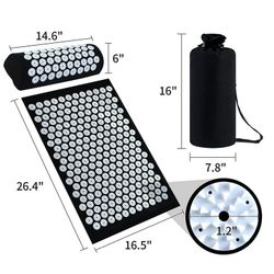 iMeshbean Mat Acupressure Mat & Pillow Massage Set Acupuncture Back Neck Pain Relief