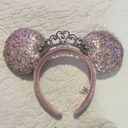 Mickey Minnie Disney Ears Pink princess ears with pearls