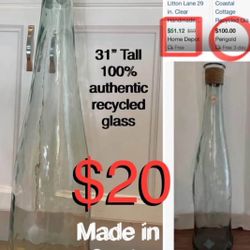 $20 Large Authentic Recycled Glass Vase 31” Tall Made in Spain by Vidrios San Miguel