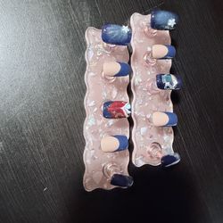 Hand Painted Press On Nail Set Short Square 