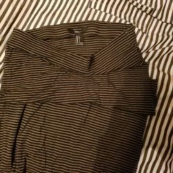 Olive Green Stripped Pencil Skirt 