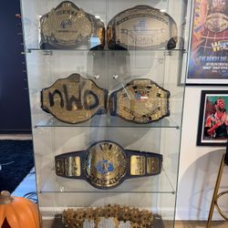 Authentic WWE Wrestling Belts With Glass Case