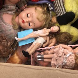 Huge Box Of Vintage Dolls