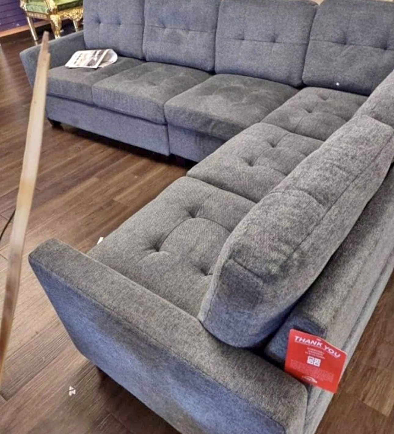 Sectional sofa grey linen NEW