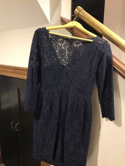 Navy blue lace cocktail dress