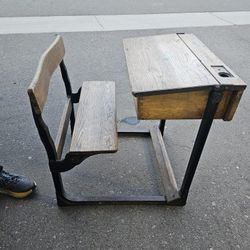 Antique Oak School Desk