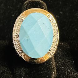Sterling Silver Faux Turquoise Ring Size 6