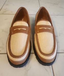 Fashion Nova Woven Faux Suede Contrast Stitch Penny Loafers Size 12 Mens