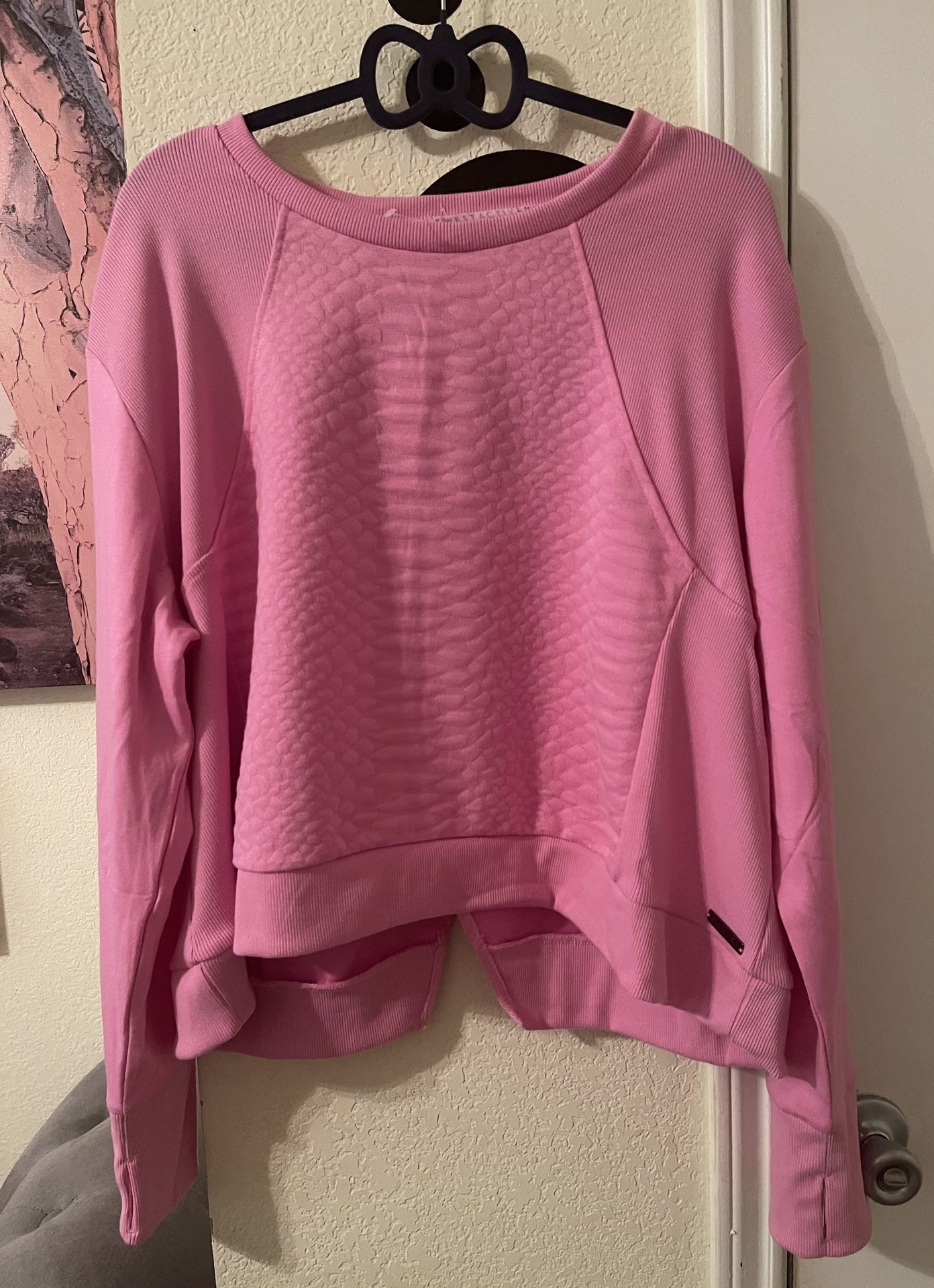 Nine West Plus Size Womens Pink Textured cropped Sweatshirt size 2X NEW