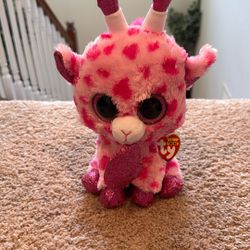Ty Beanie Boo “Sweetums” The Giraffe Plush Featuring Bring Pink Spots And Glittery Accents 