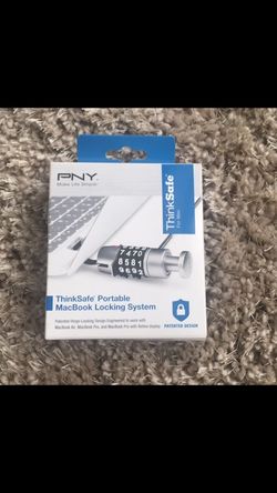 Brand new sealed - PNY Thinksafe MacBook lock comes with 6ft high carbon Cable with combination lock, custom links, travel pouch