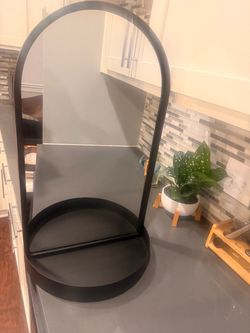 Black Tabletop Easel Mirror with Storage Tray – 24”