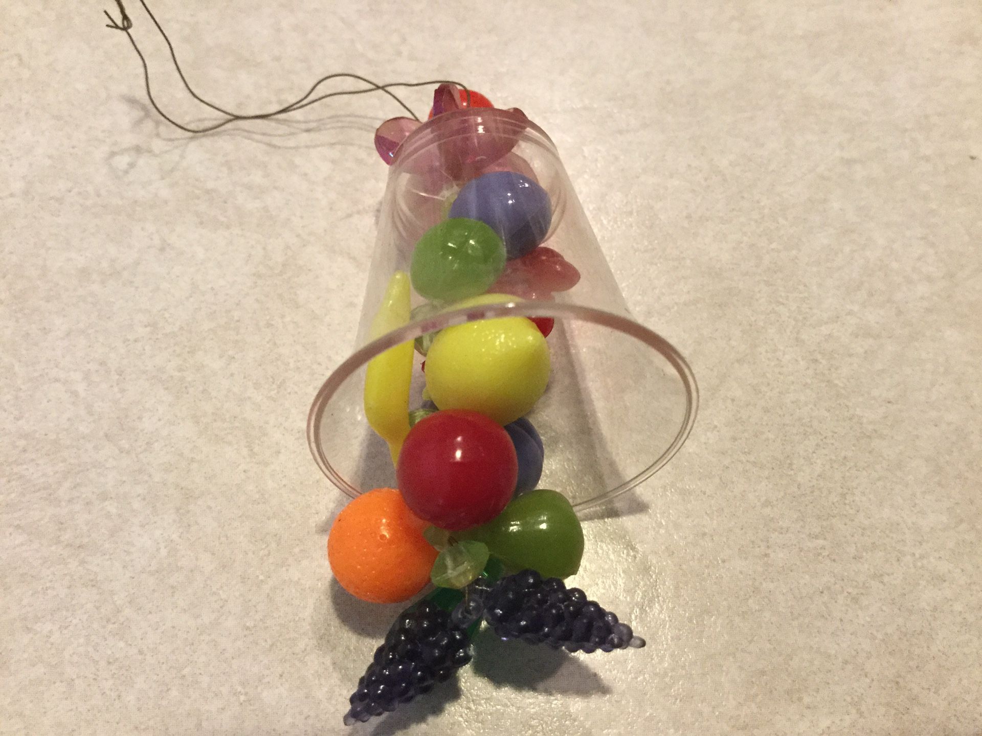 VINTAGE PLASTIC CHRISTMAS BELLS WITH FRUIT