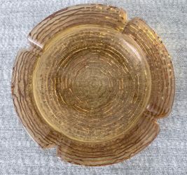 Vintage Anchor Hocking Soreno Amber Glass Ashtray - Honey Gold