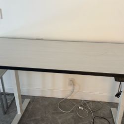Adjustable Work Desk Light Gray With A Chair 