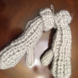 Silver Mittens Hand Knitted