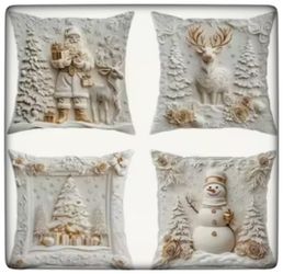 Set Of 4 Christmas Theme Pillow Covers