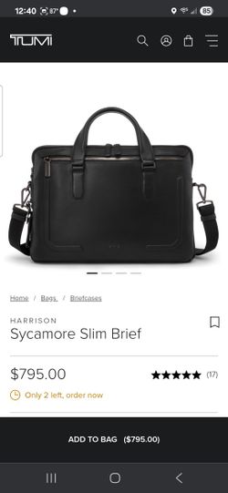 TUMI HARRISON SYCAMORE SLIM BRIEF IN BLACK BOMBE (BRAND NEW)