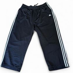 Adidas Pants Mens 2XL Black Striped Logo Track Sweatpants Fleece Drawstrings    #athletic #sportswear #workout #skate #streetfashion