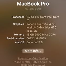MacBook Pro; 15in; 2018