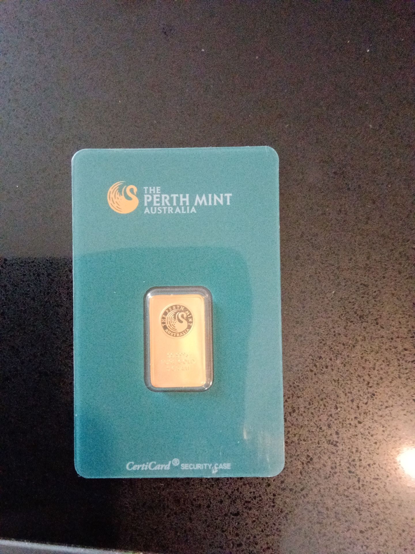 Perth Mint 5g gold bar I'm sealed assay card