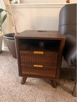 set of 2 fluted night stand with two drawers and shelf and outlet
