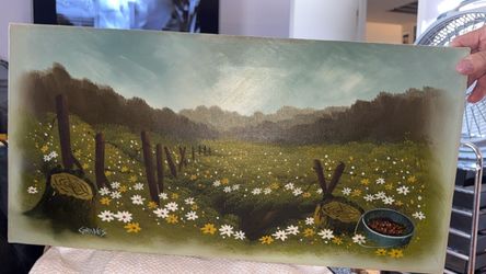 Vintage “Graves” Signed Meadow Landscape Oil Painting 12x24