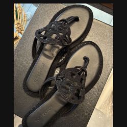 Tory Burch Pave Knotted Glitter Sandals 