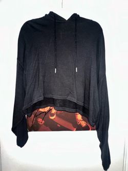Garage Black Cropped Hoodie Large