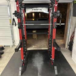 PRO SERIES Ultimate 3-1 Half Rack Functional Trainer w/Smith Machine Bar | 400lb Stack | Gym Equipment | Fitness | Commercial | Squat Rack 