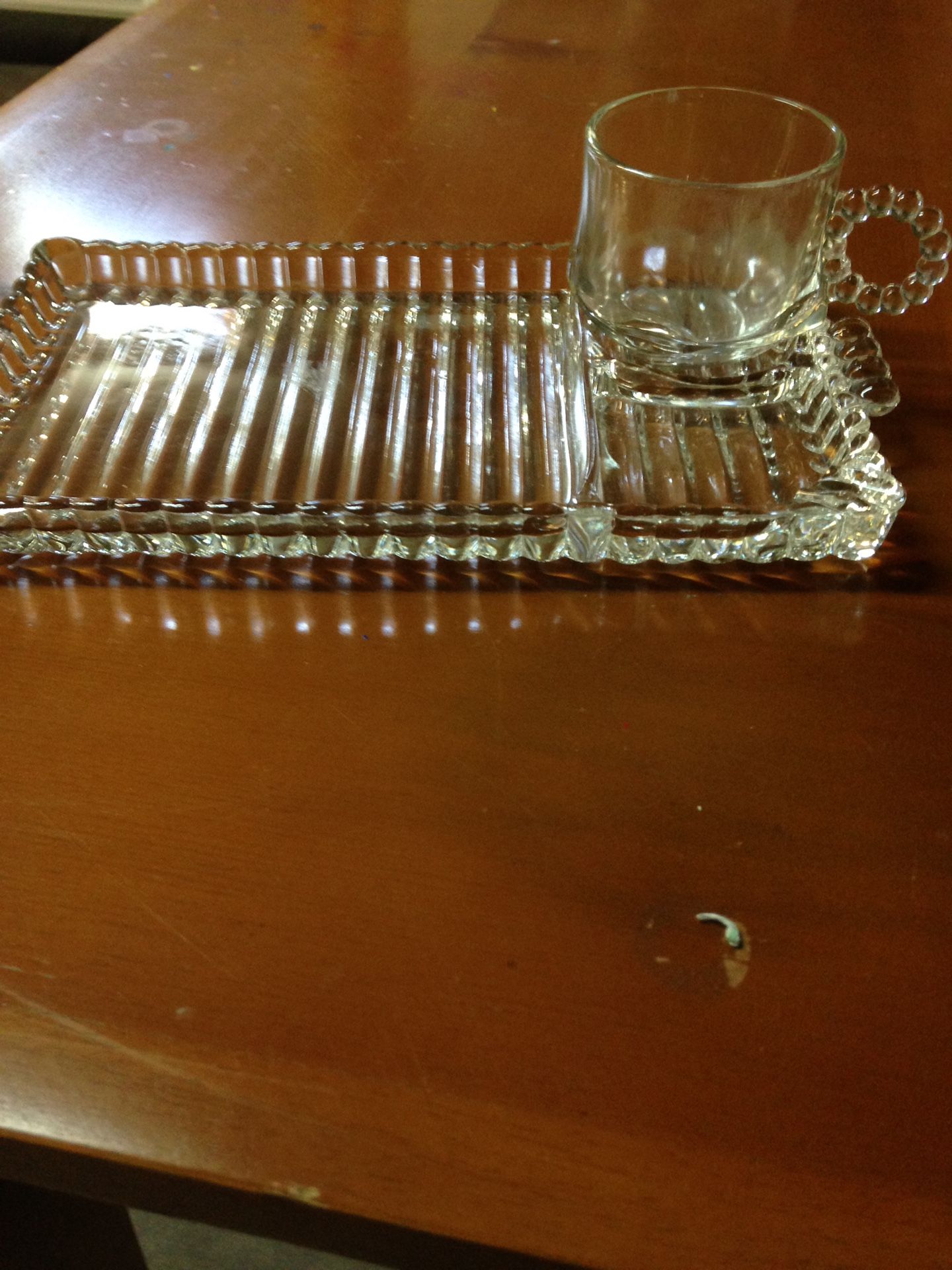 Glass luncheon sets (plate & cup)-Vintage