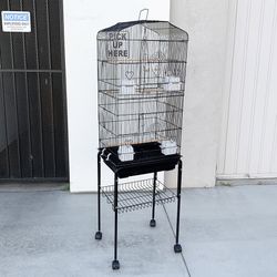 (Brand New) $60 Small to Medium Bird Cage 60” Tall Parrot Parakeet Cockatiel Bird Cage 18x14x60” Rolling Stand 