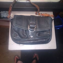 Black Leather Coach Purse Vintage Like New 