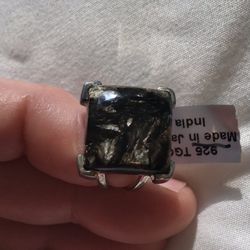 Midnight Seraphinite And Silver Ring  Size 5