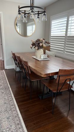 Wood Dining Chairs  with Metal Base