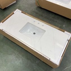 48” countertop only ,quartz with gold vein