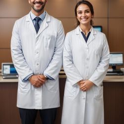 Unisex White Lab Coat Long Sleeve Uniform Classic Fit w/3 Pocket, M *BRAND NEW*