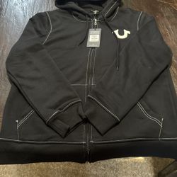 Large True Religion Zip Up Hoodie 