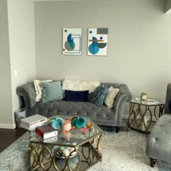 Abbyson Living Tiffany Tufted Chaise & Couch - Gray