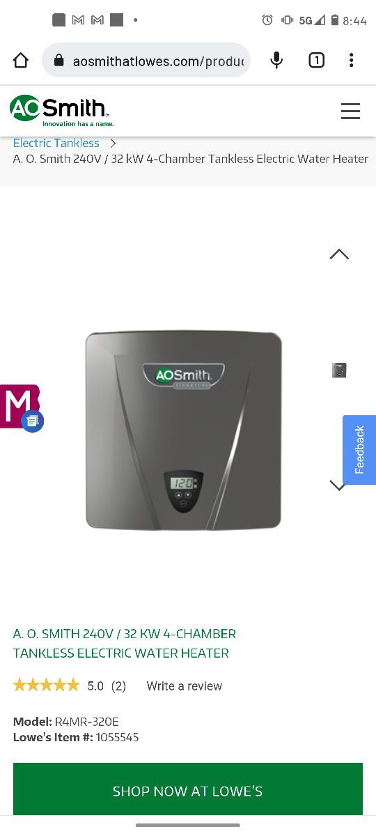 AO Smith ,32kw ,Tankless Water Heater