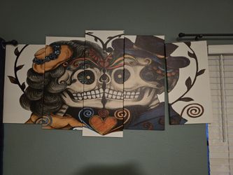 5 Panel Skull Canvas