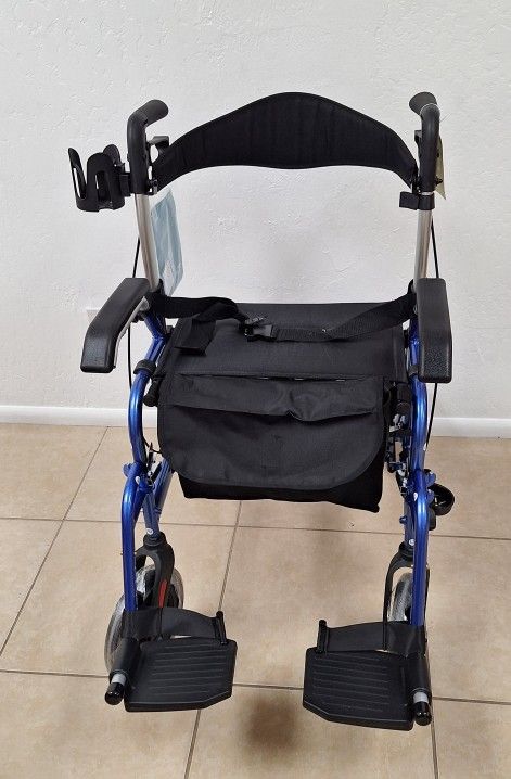 Versatile Rollator & Transport Chair - Blue