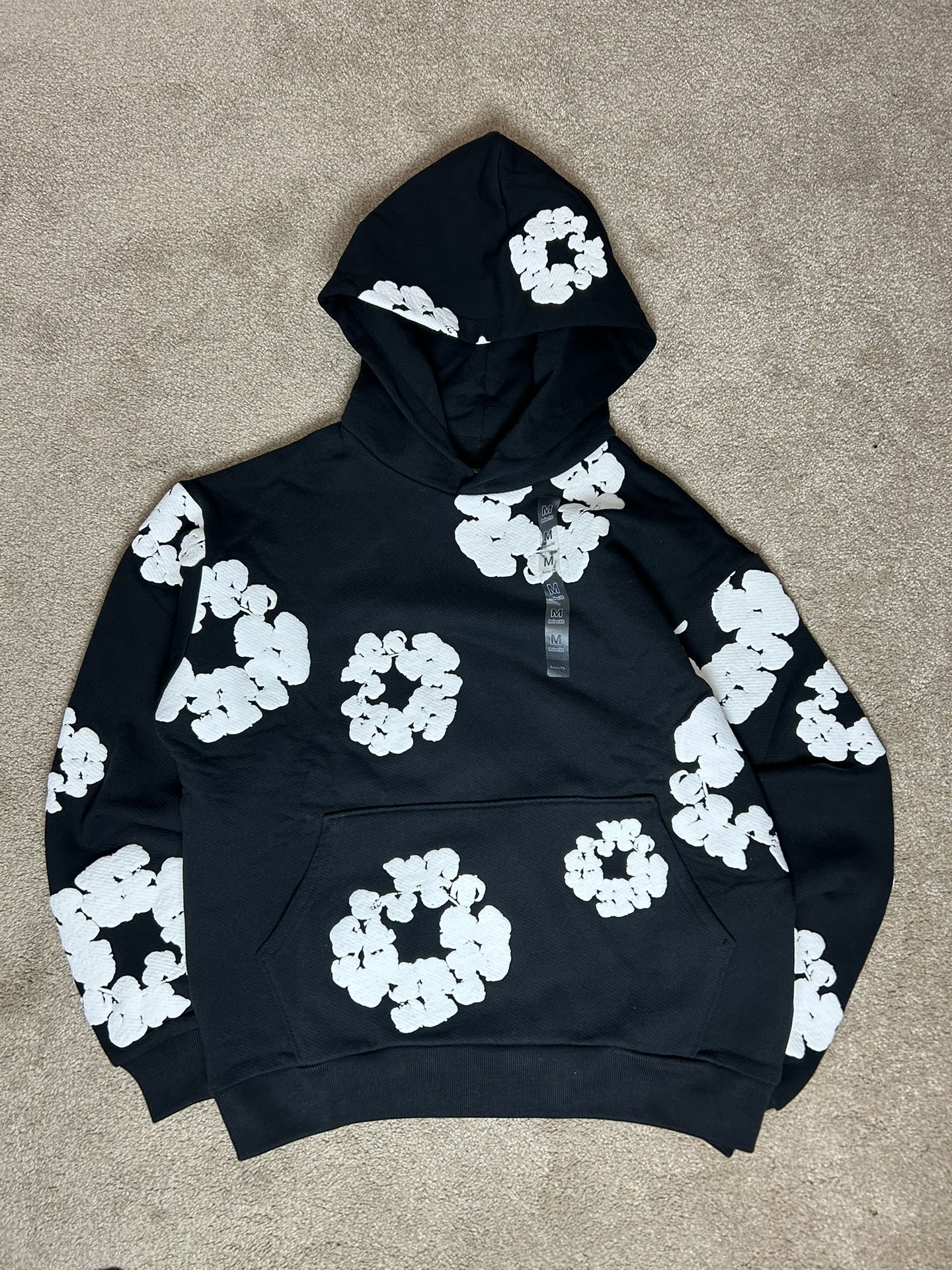 Flower Cluster Heavy Hoodie – Black