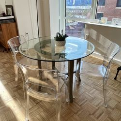 4 Dining Chairs Clear 