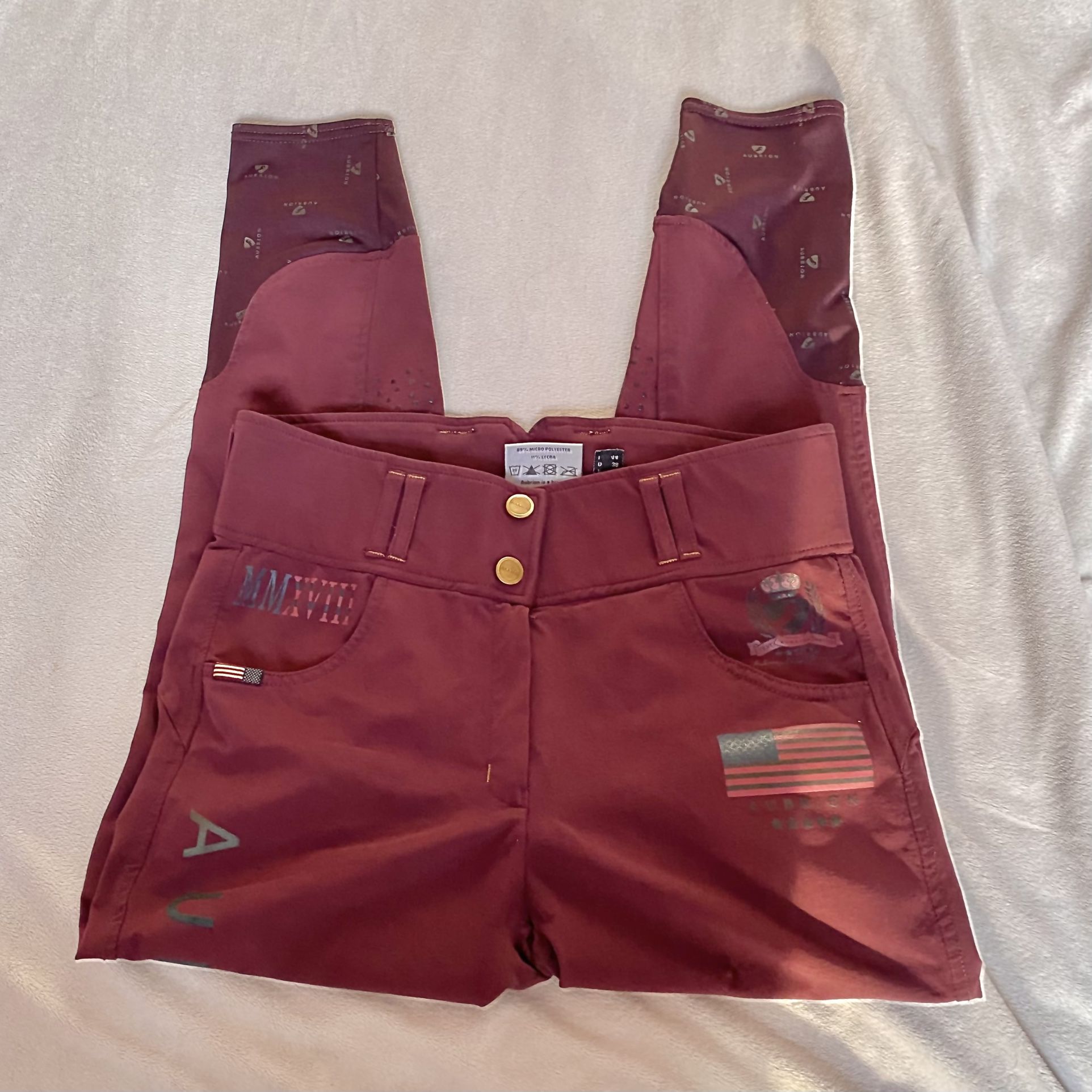 Aubrion Burgundy Team Breeches Women Size 8